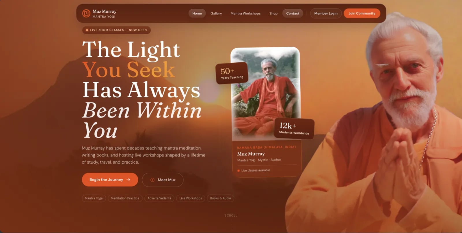 Muz Murray redesigned website homepage with a premium hero layout, clearer navigation, and stronger visual hierarchy